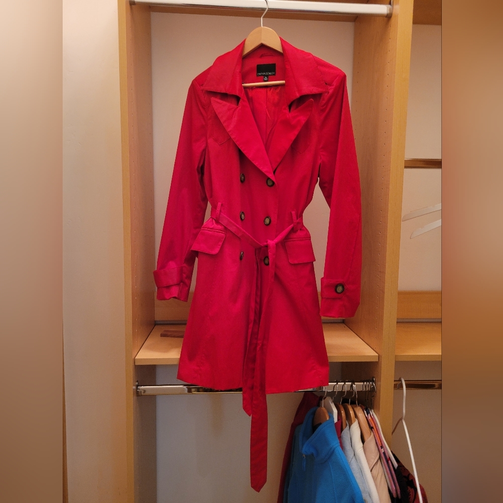 RED Trench Coat Cynthia Rowley extra Large